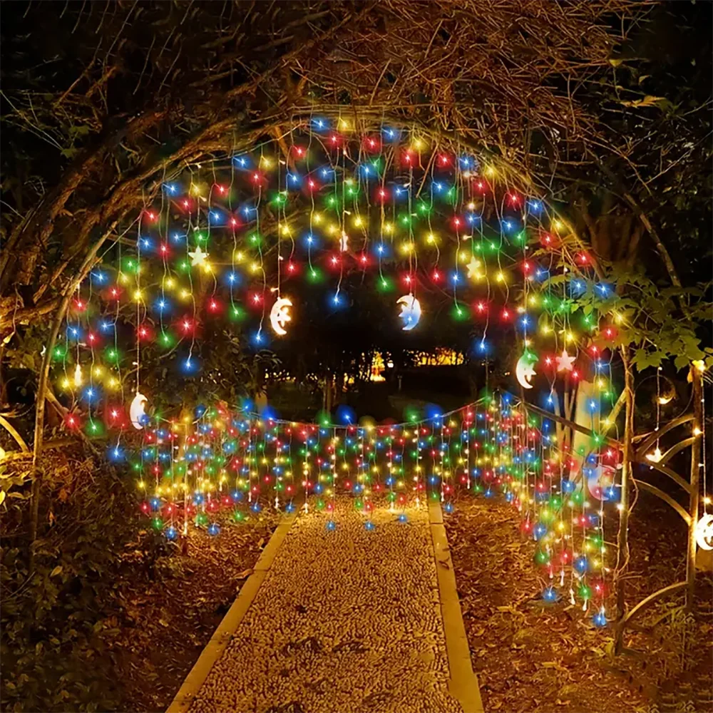 Welpur Solar Icicle Curtain Lights Waterproof 8 Modes
