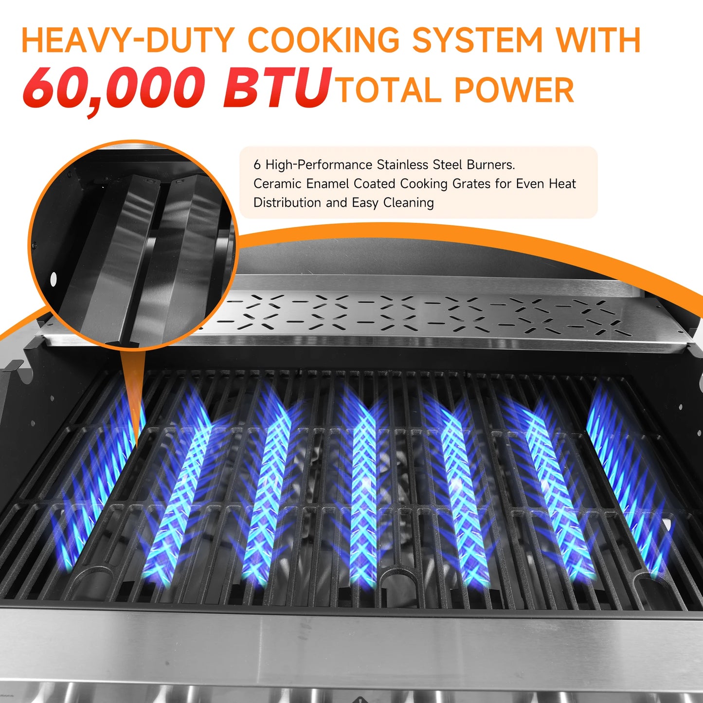 Six Burner Propane Gas Grill With Cabinet And Warming Rack