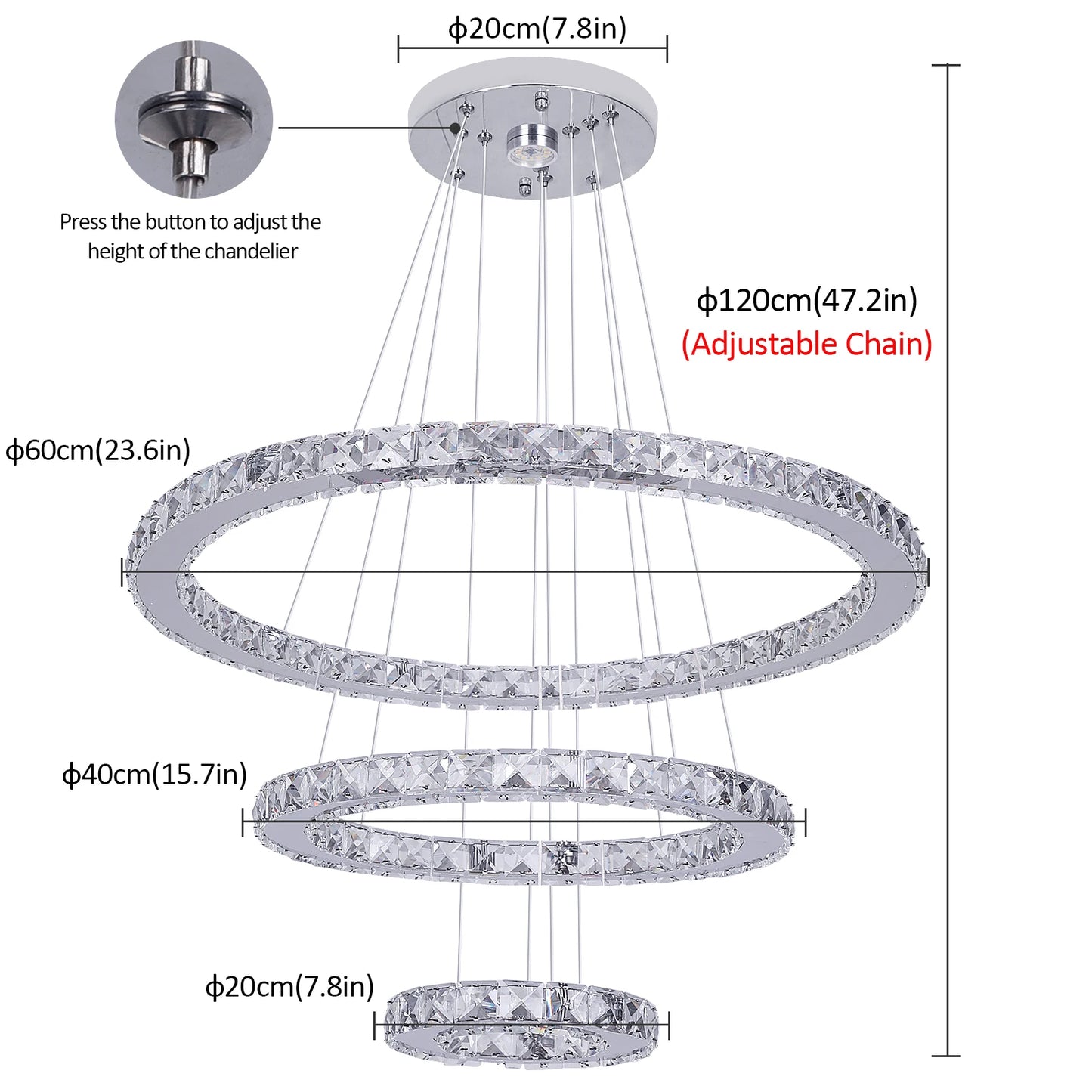 GreeLustr Crystal Chandelier Pendant Light With Dimmable LED
