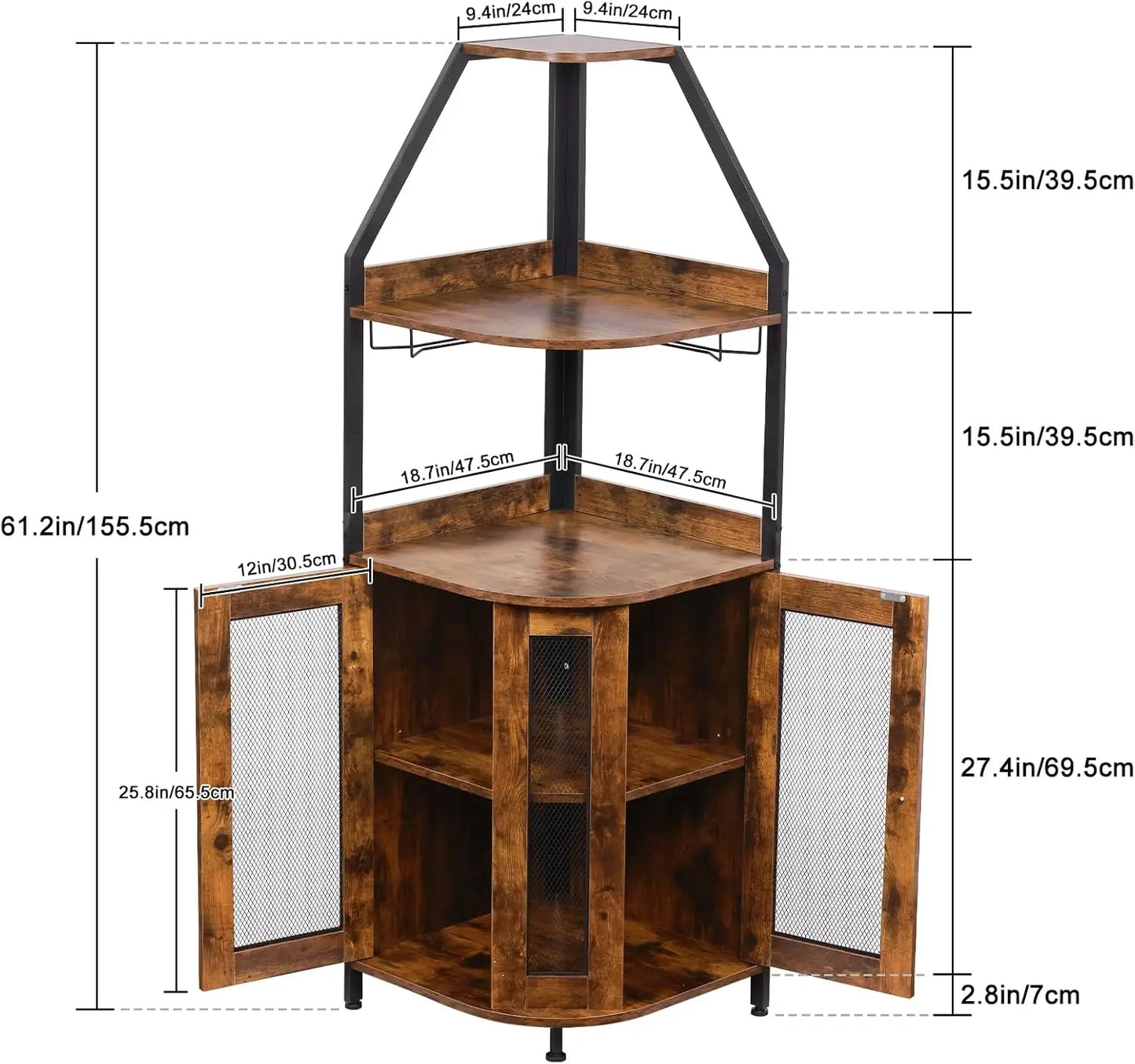 XMSJHignconcerned Corner Bar Cabinet 5 Tier Wine Storage