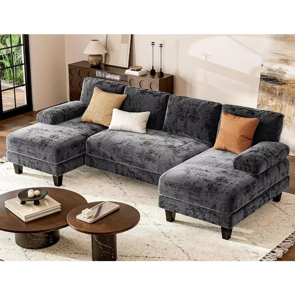 XMSJ U Shaped Sectional Sofa With Double Chaise Living Room