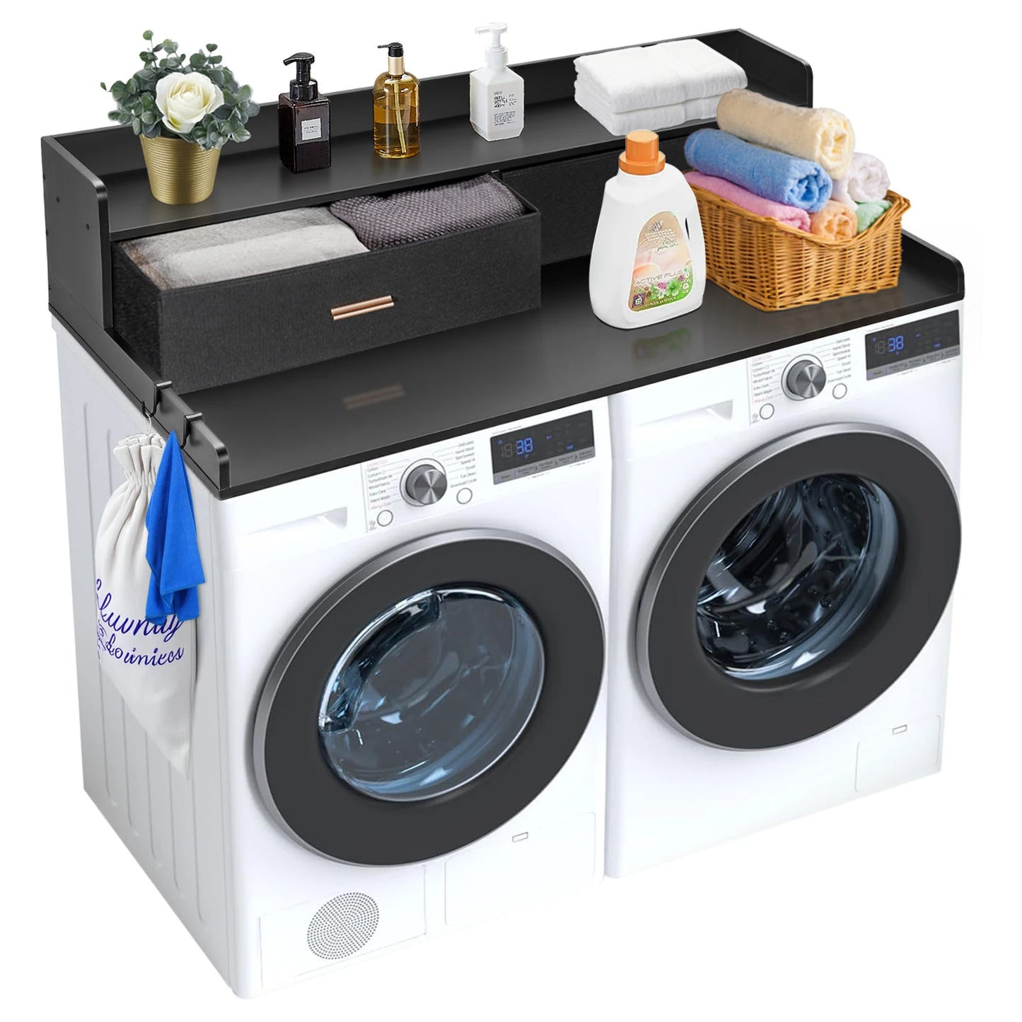 SucceBuy Washer Dryer Countertop Shelf With Drawer For Laundry
