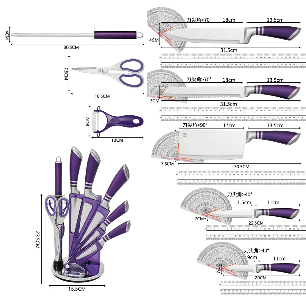 Zeng 9 Piece Kitchen Knife Block Set With Sharpener