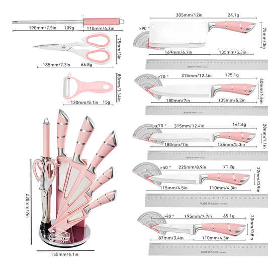 Zeng 9 Piece Kitchen Knife Block Set With Sharpener