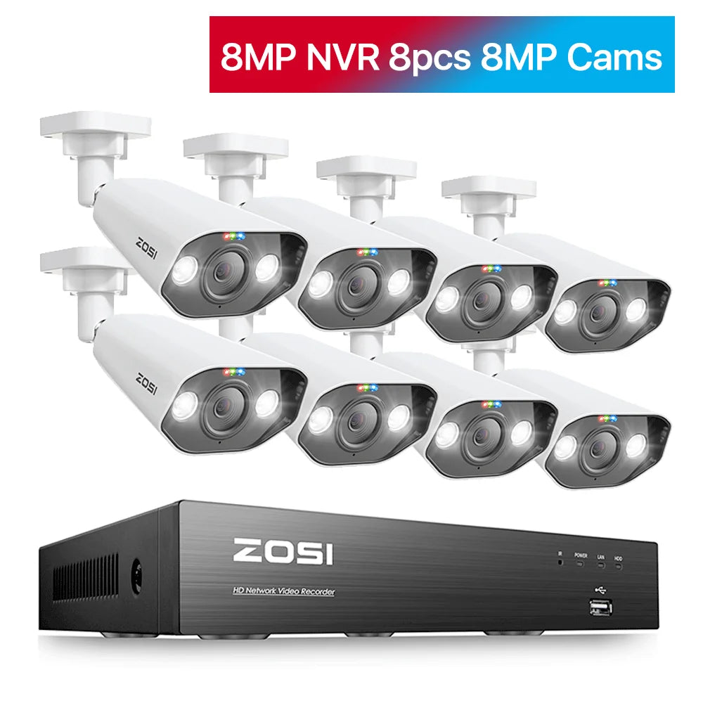 ZOSI 8 Channel POE CCTV Surveillance Kit 4K Night Vision