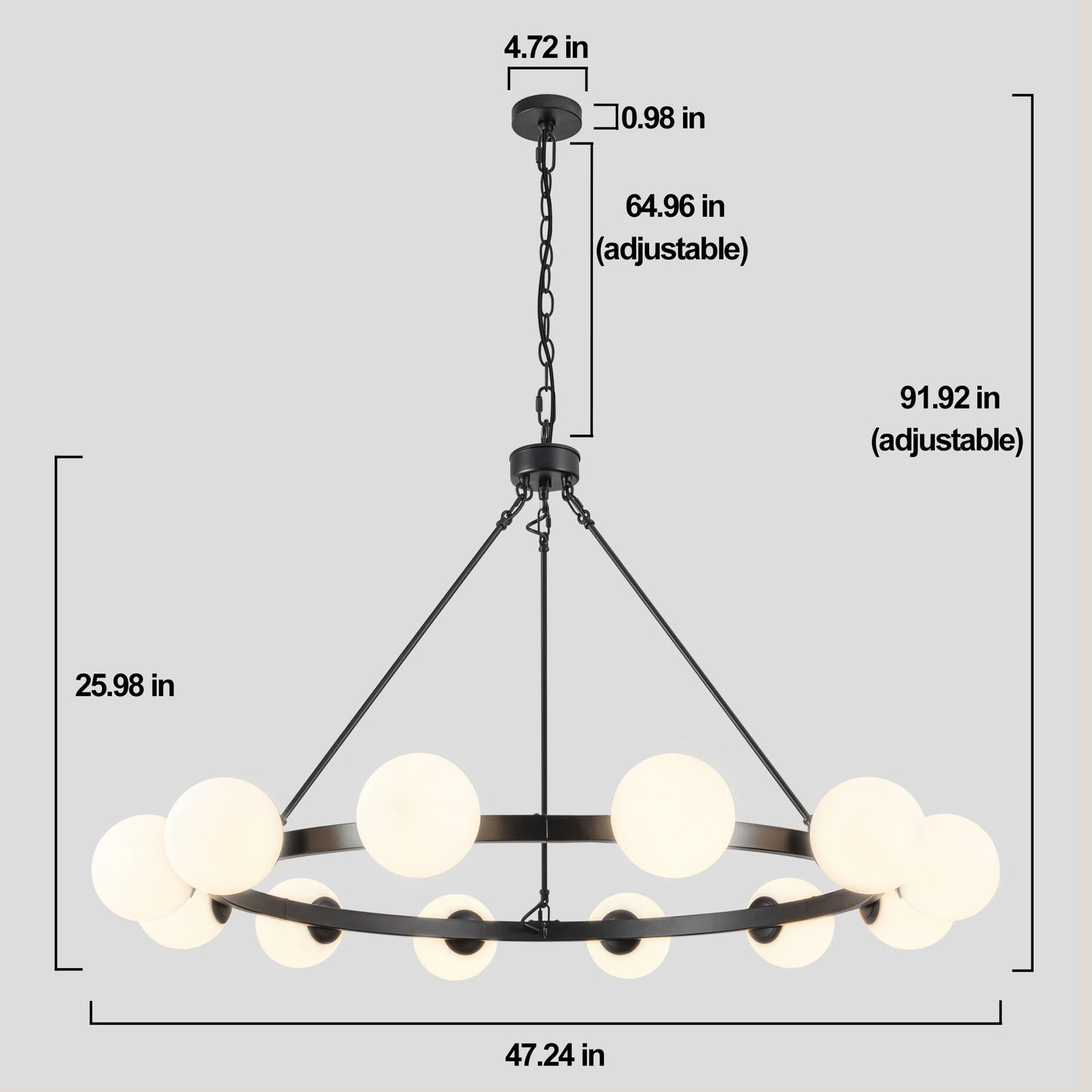 12 Light Wagon Wheel Chandelier Farmhouse Pendant Light