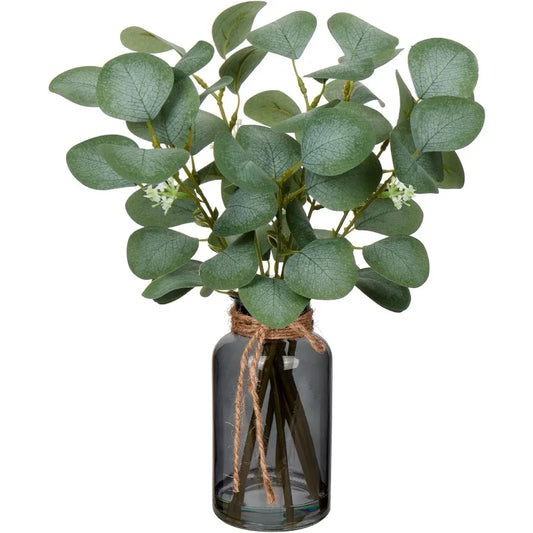 Hign Concerned Artificial Eucalyptus Stems in Glass Vase