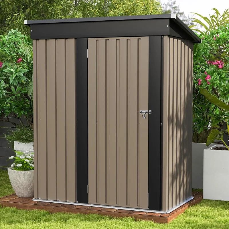 Outdoor Steel Storage Shed With Lockable Doors For Tools