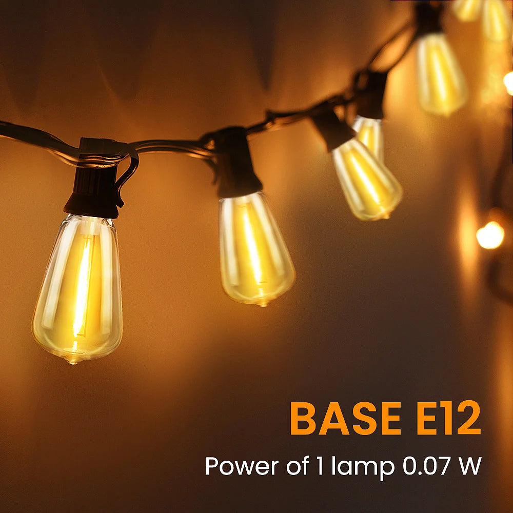 Aiopp LED Outdoor String Lights Shatterproof ST38 2200K
