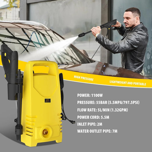 Electric Car Wash Gun High Pressure Washer With Adjustable Nozzle