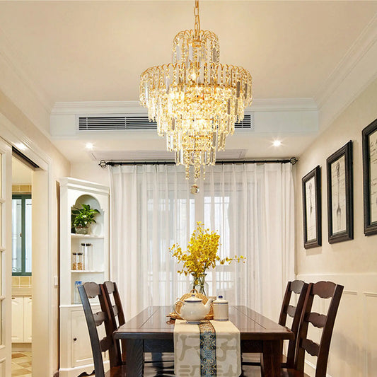 Bymaocar Luxury Crystal Chandelier Modern Pendant Lamp