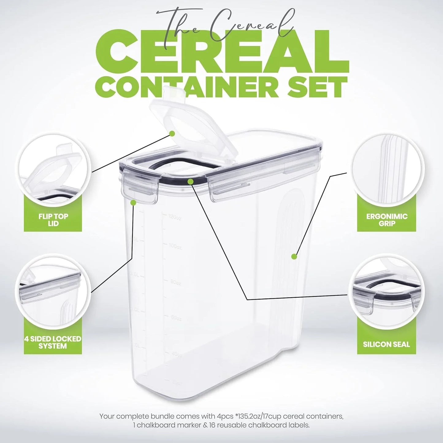 Hign-concerned Cereal Storage Containers Airtight Set of 6