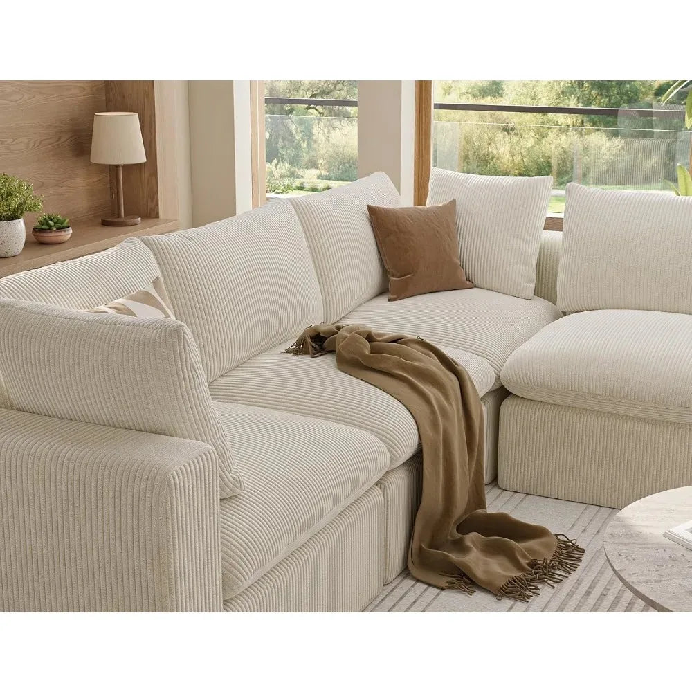 HUANZHUANG Cloud Sectional Sofa Four Seat L Shape No Assembly