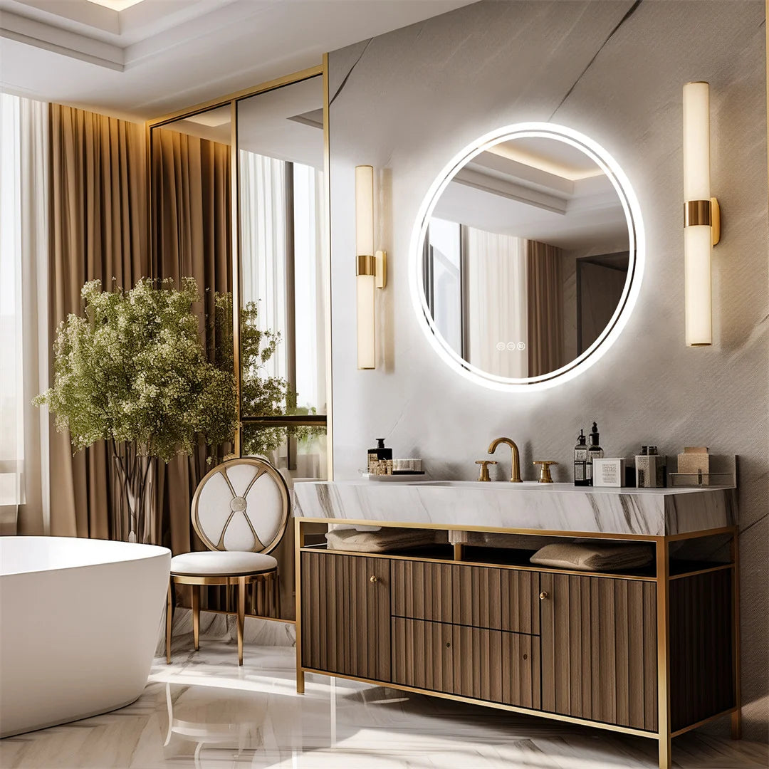 LUVODI Round LED Bathroom Mirror With Touch Sensor Light