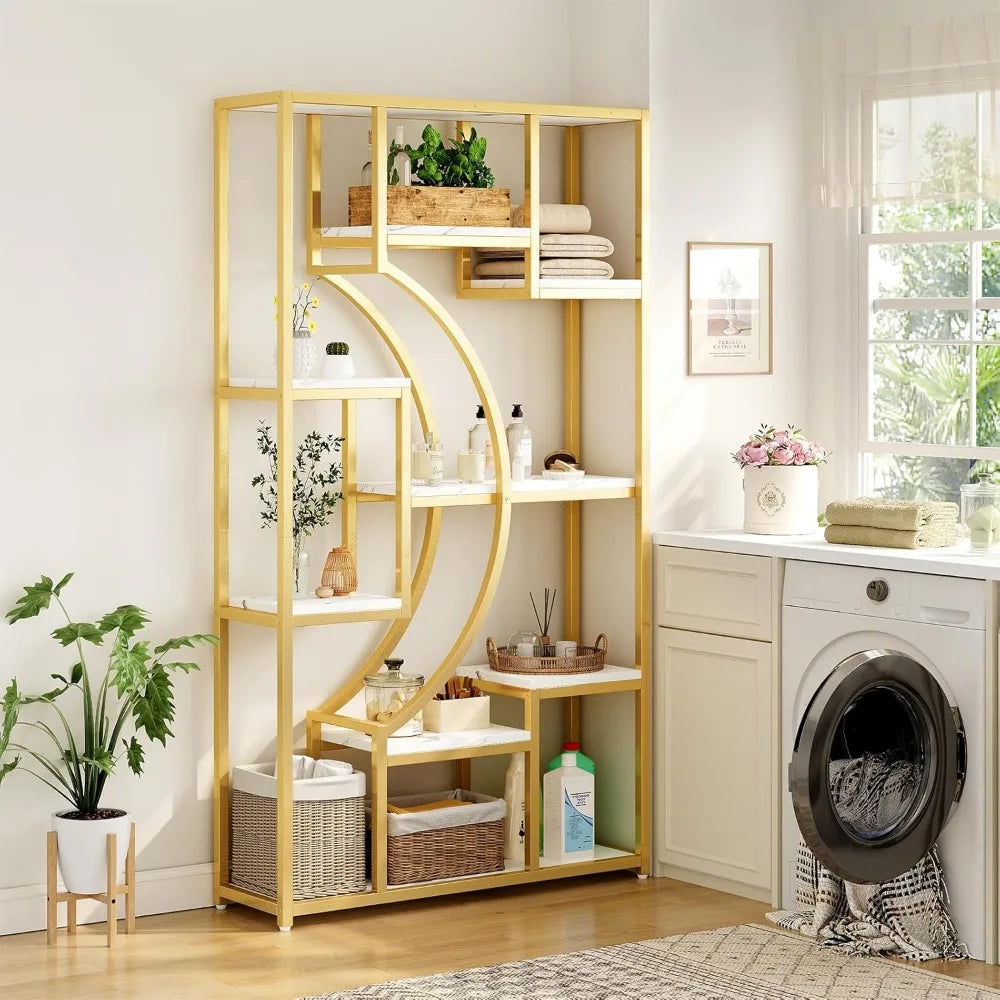 Hign-concerned 5 Tier Industrial Farmhouse Bookshelf