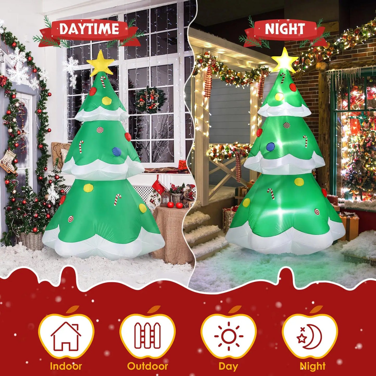 Inflatable Christmas Tree With Lights Yard Decoration