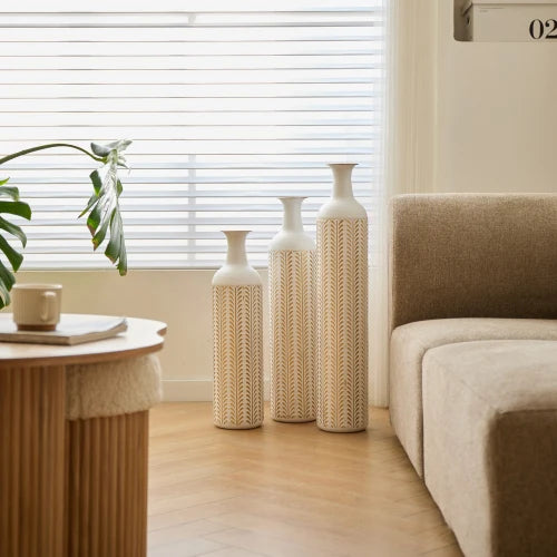 Hign-concerned Floor Metal Vase Modern Style Decor Set