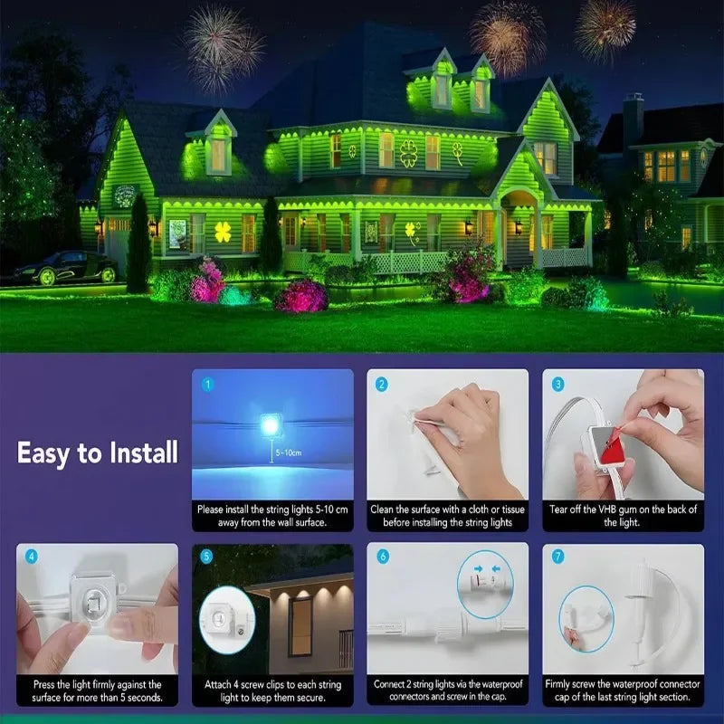 MIMIRGB Outdoor Smart RGBIC Eaves Lights For Christmas