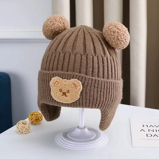 Baby Bear Ear Protection Winter Knit Hat Unisex