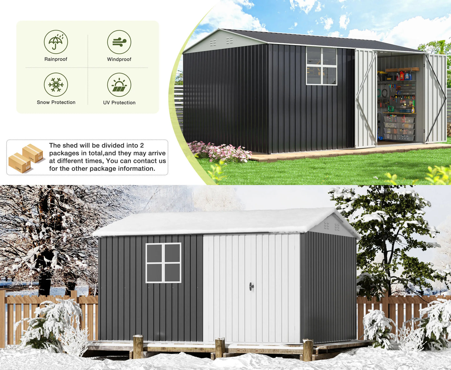 Polar Aurora Outdoor Metal Storage Shed With Windows Lockable