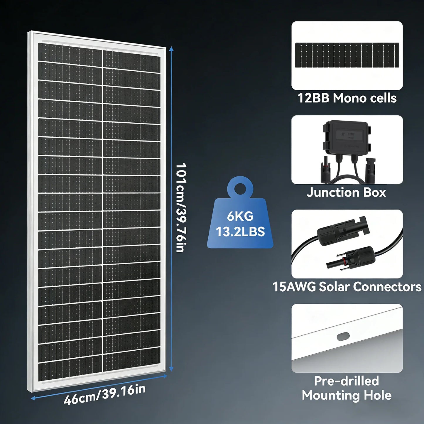 Rvpozwer 12.8V 100W Monocrystalline Solar Panel For RV Waterproof