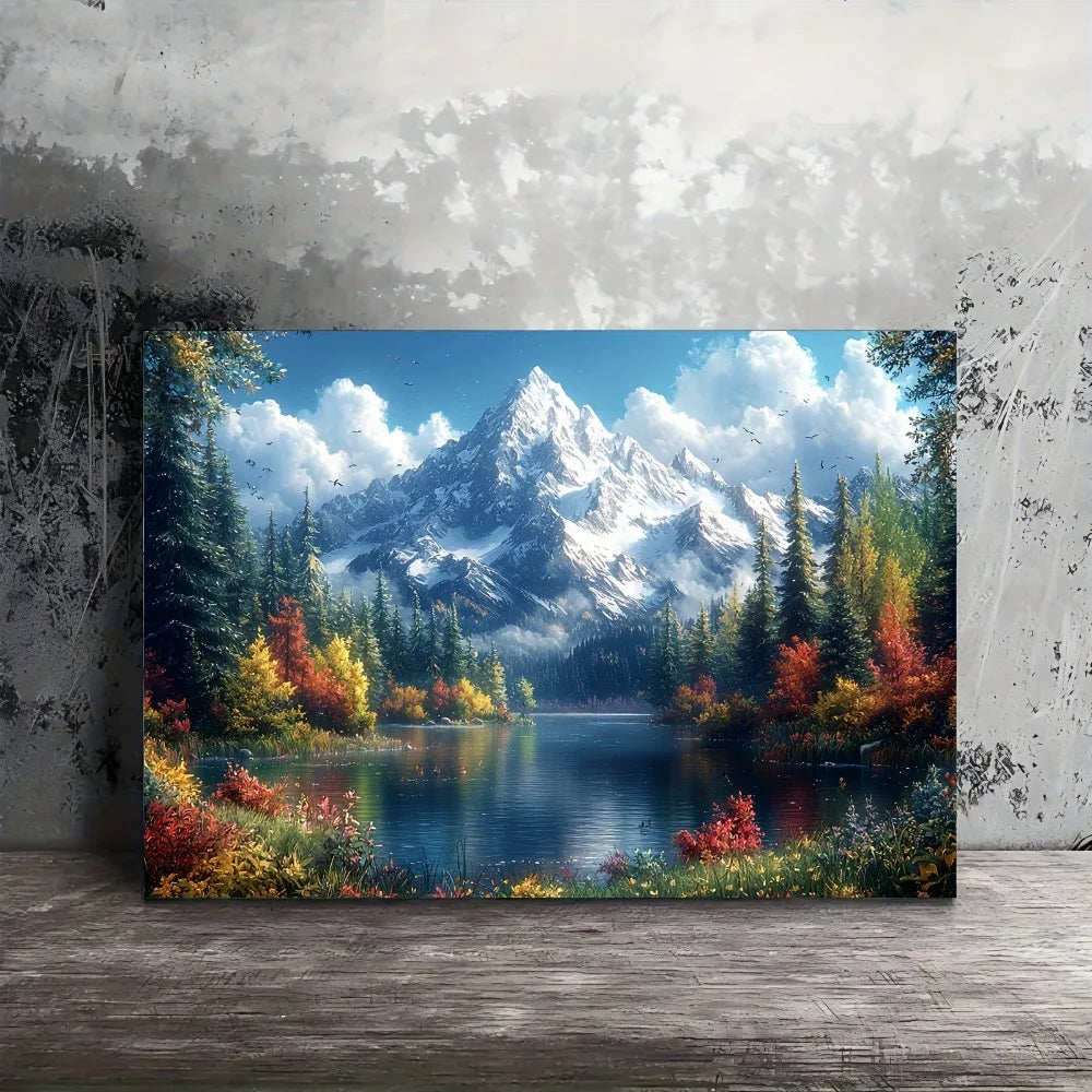 Hign-concerned Pine Frame Landscape Canvas Wall Art