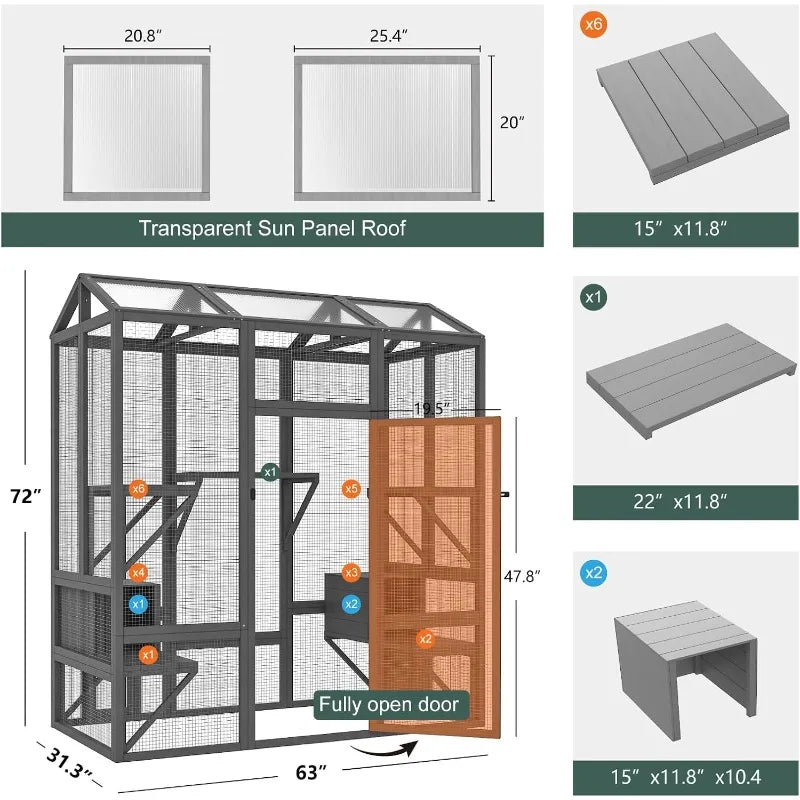 Hign-concerned Catio Outdoor Cat Enclosure Multiple Cats