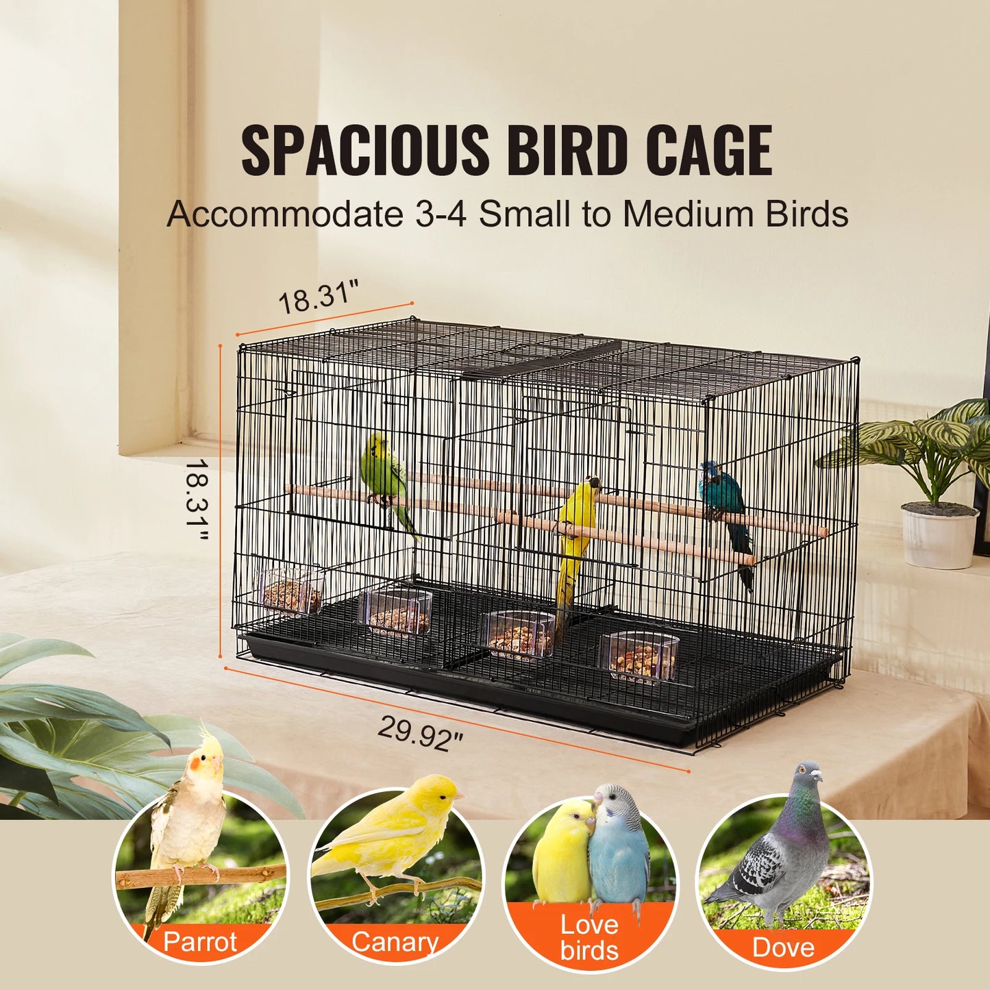 SucceBuy Flight Bird Cage Travel Stackable Divided Cage With Handle
