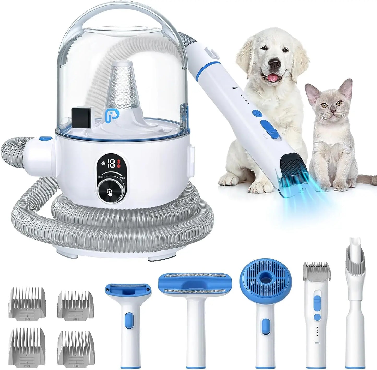 Hign-concerned Five in One Pet Grooming Vacuum Kit Low Noise