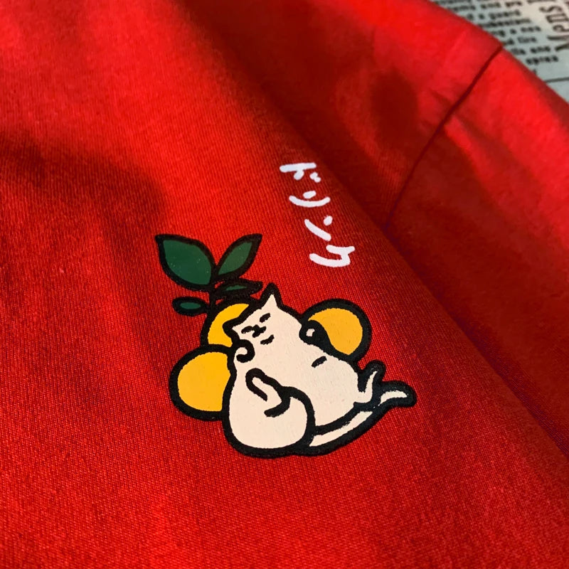 Hampson Lanqecn Cute Japanese Cat Print Tee Shirt Casual