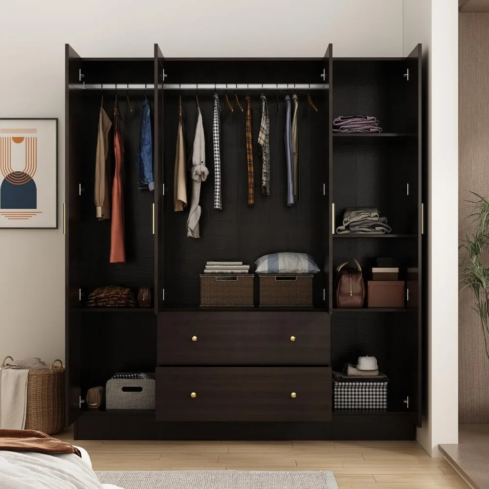 DAFIFY Wardrobe Armoire With Mirror 4 Door Cabinet