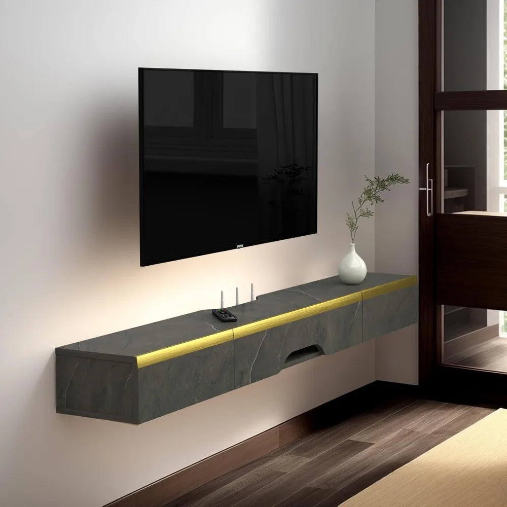 DAFIFY Modern Wall Mounted TV Console With Doors And Storage