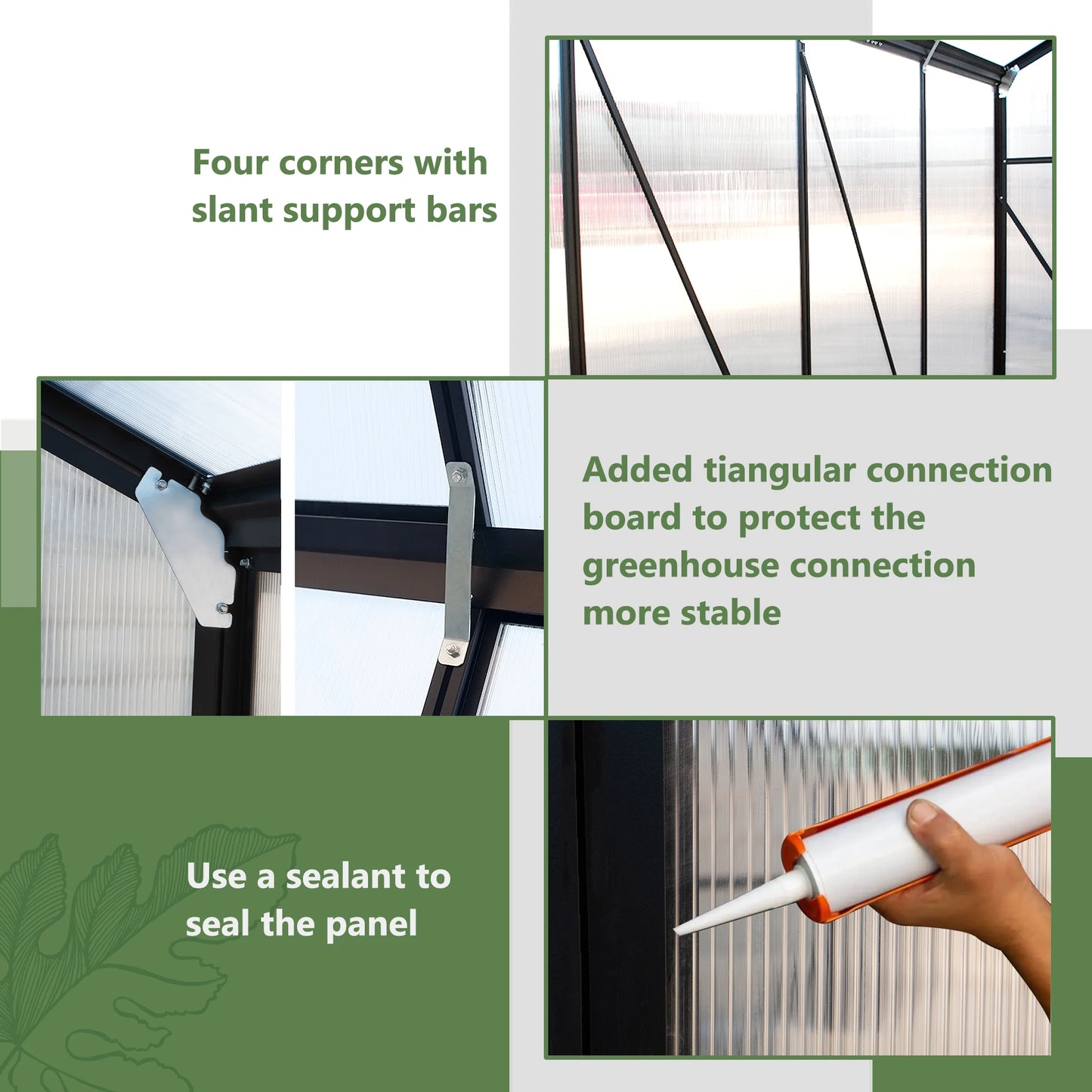 LZBEITEM Polycarbonate Greenhouse With Heavy Duty Aluminum Frame Walk-In Garden
