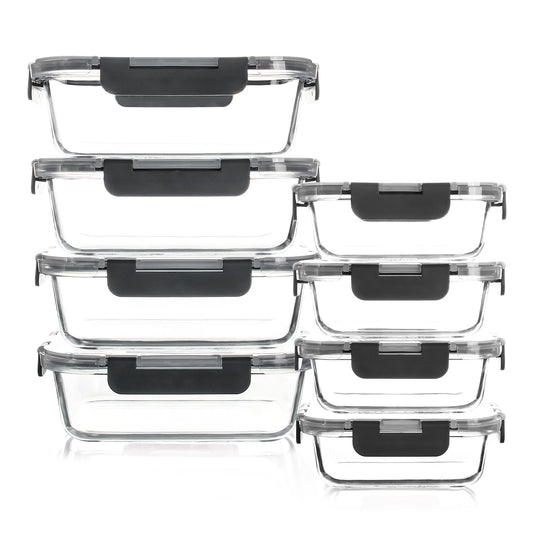Borosilicate Glass Food Containers Leakproof Lock Lid