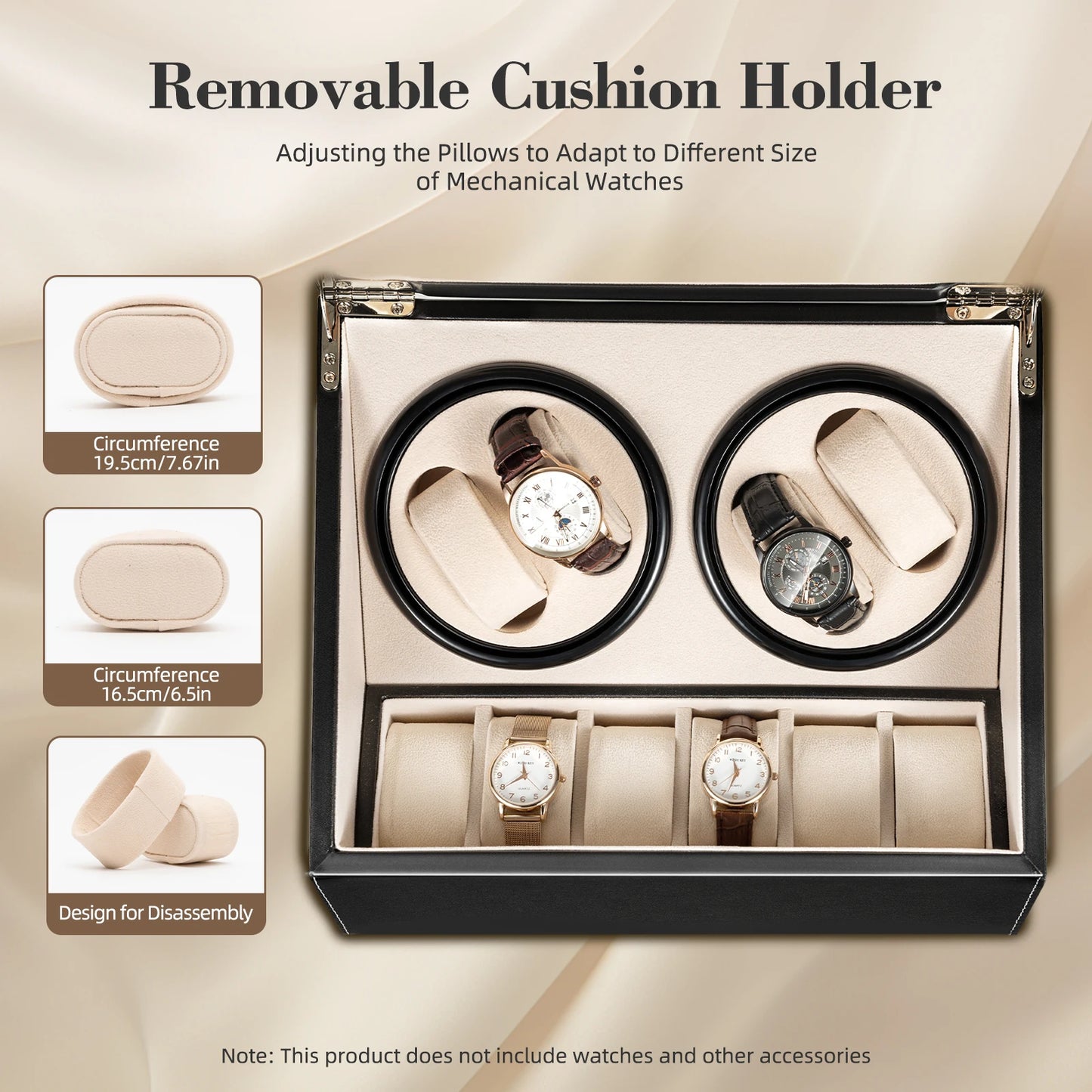 Watch Winder Box for Automatic Mechanical Watches PU Leather