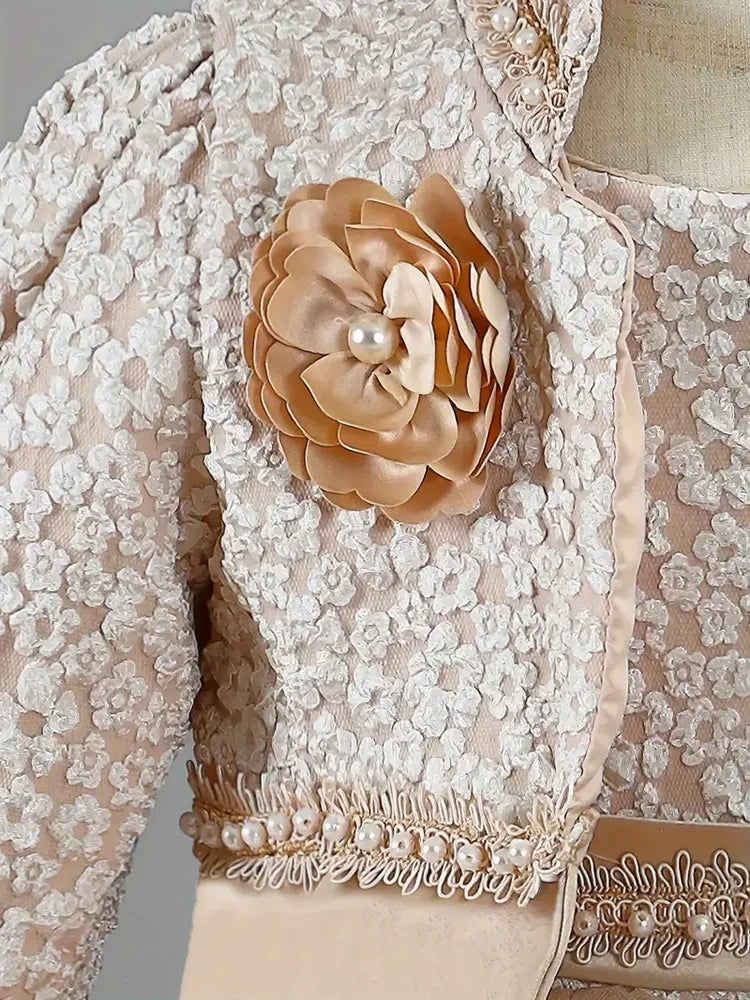 Guangdong Girls Dress Set Floral Lace Coat Outfit Collection