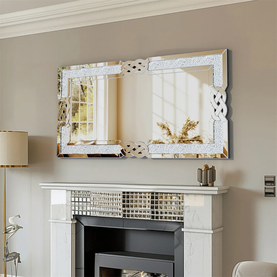 LUVODI Diamond Crushed Wall Mirror Framed Vanity Bathroom