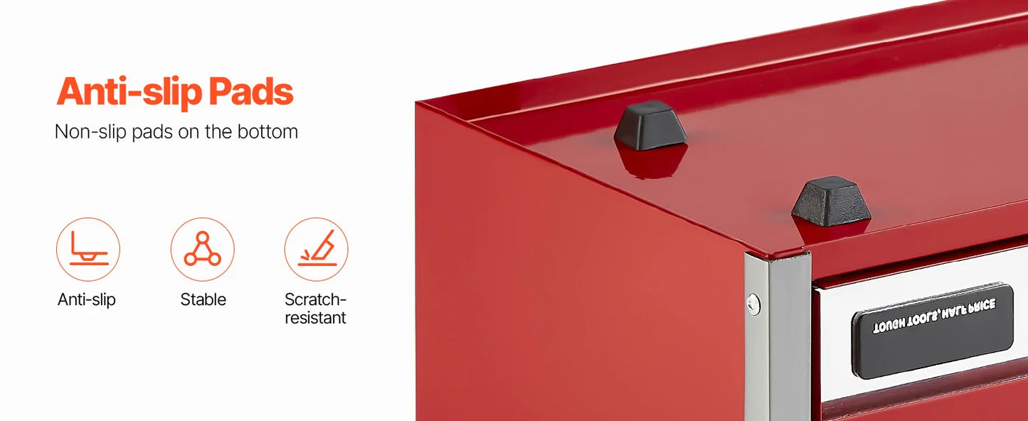 SucceBuy Five Drawer Metal Tool Box With PP Feet Storage