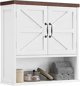 Farmhouse Wall Mounted Cabinet With Adjustable Shelves