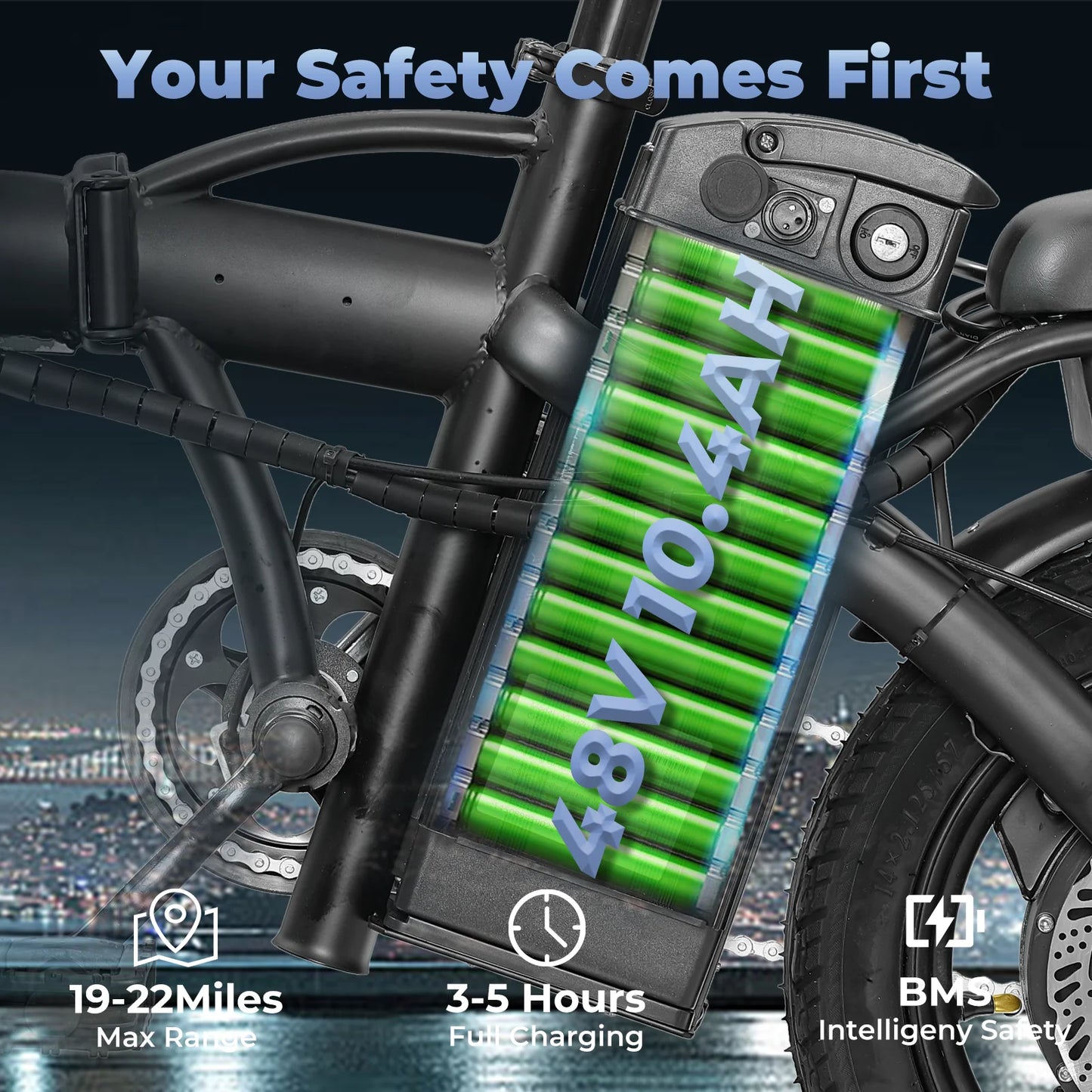 LELEKUAIFolded Foldable Electric Bicycle 500W 24MPH 48V Battery