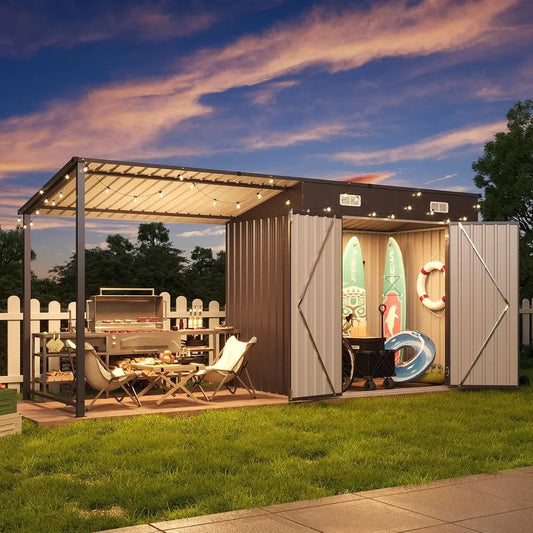 Outdoor Storage Shed and Gazebo Combo With Galvanized Steel Frame