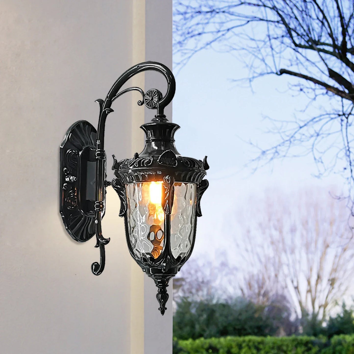 Bymaocar Outdoor Wall Light Fixture Waterfall Glass Shade