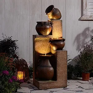 Bumilgar Outdoor Water Fountain With Four Cascading Crocks