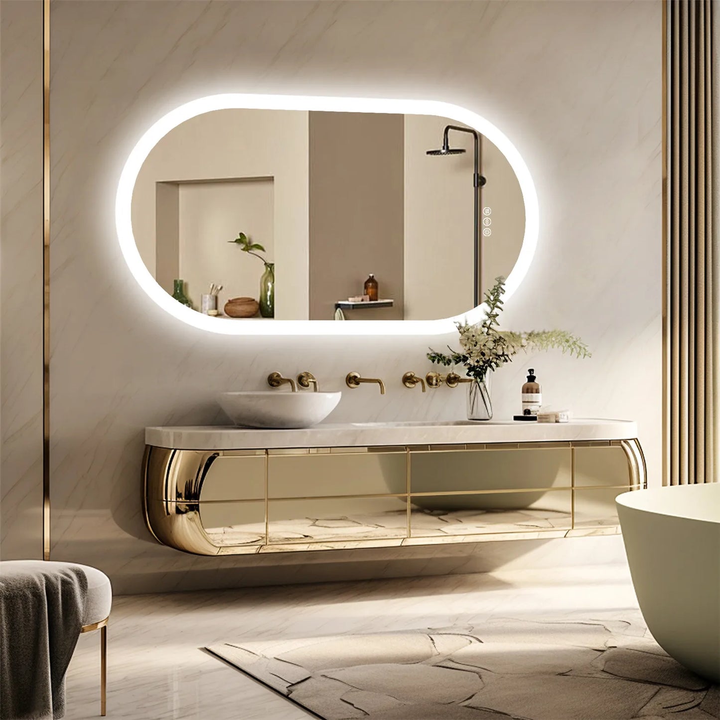 Wisfor Backlit Smart LED Bathroom Mirror Dimmable Anti Fog