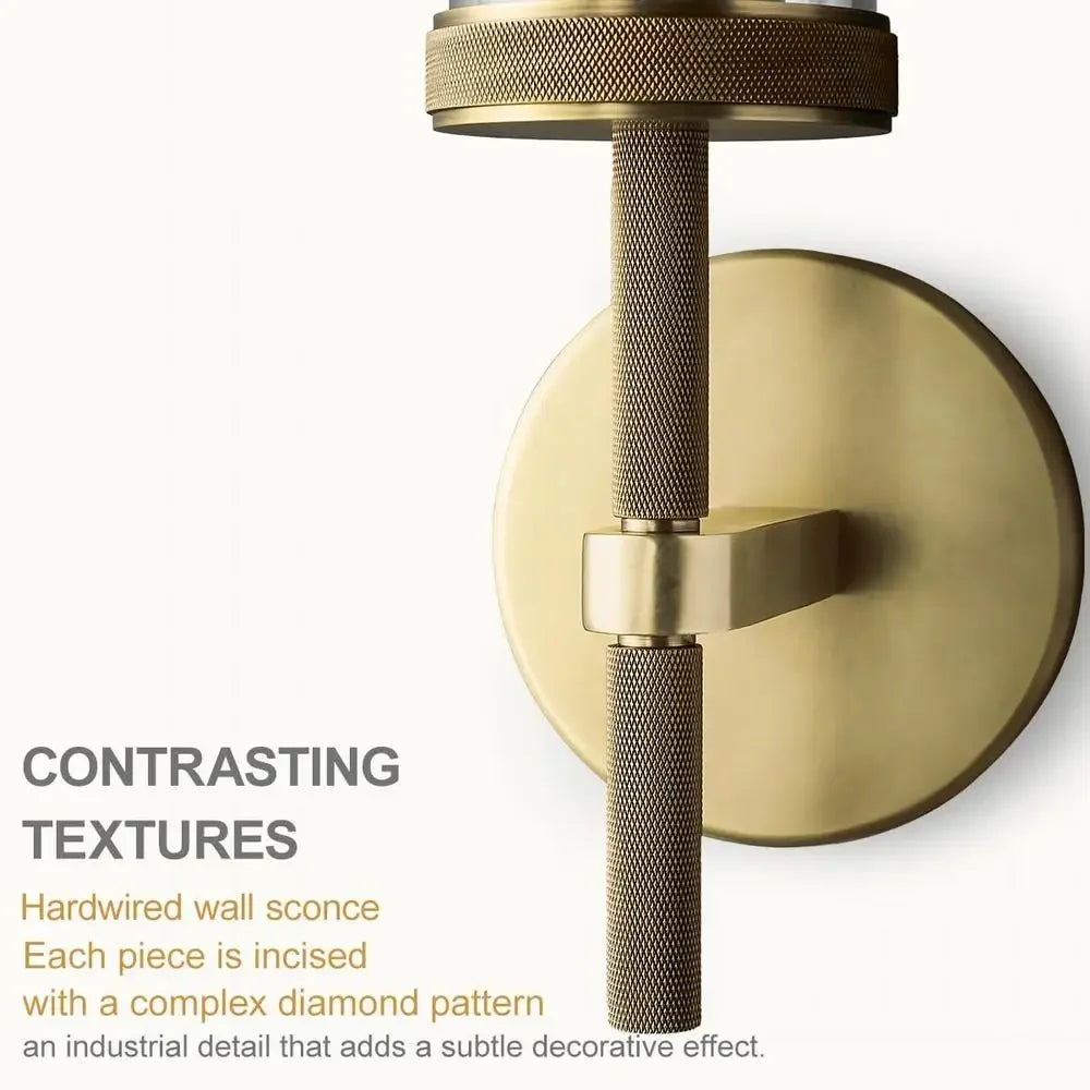 XMSJ Brass Wall Sconces Set Of Two Tubular Glass Lighting