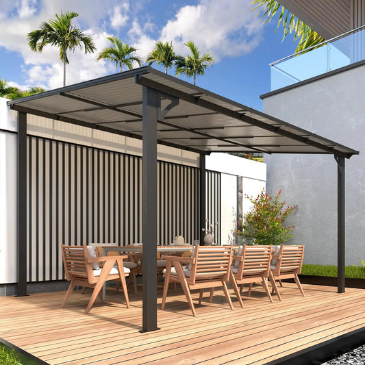 Wall Gazebo Hard Top Pergola Outdoor Patio Canopy For Deck