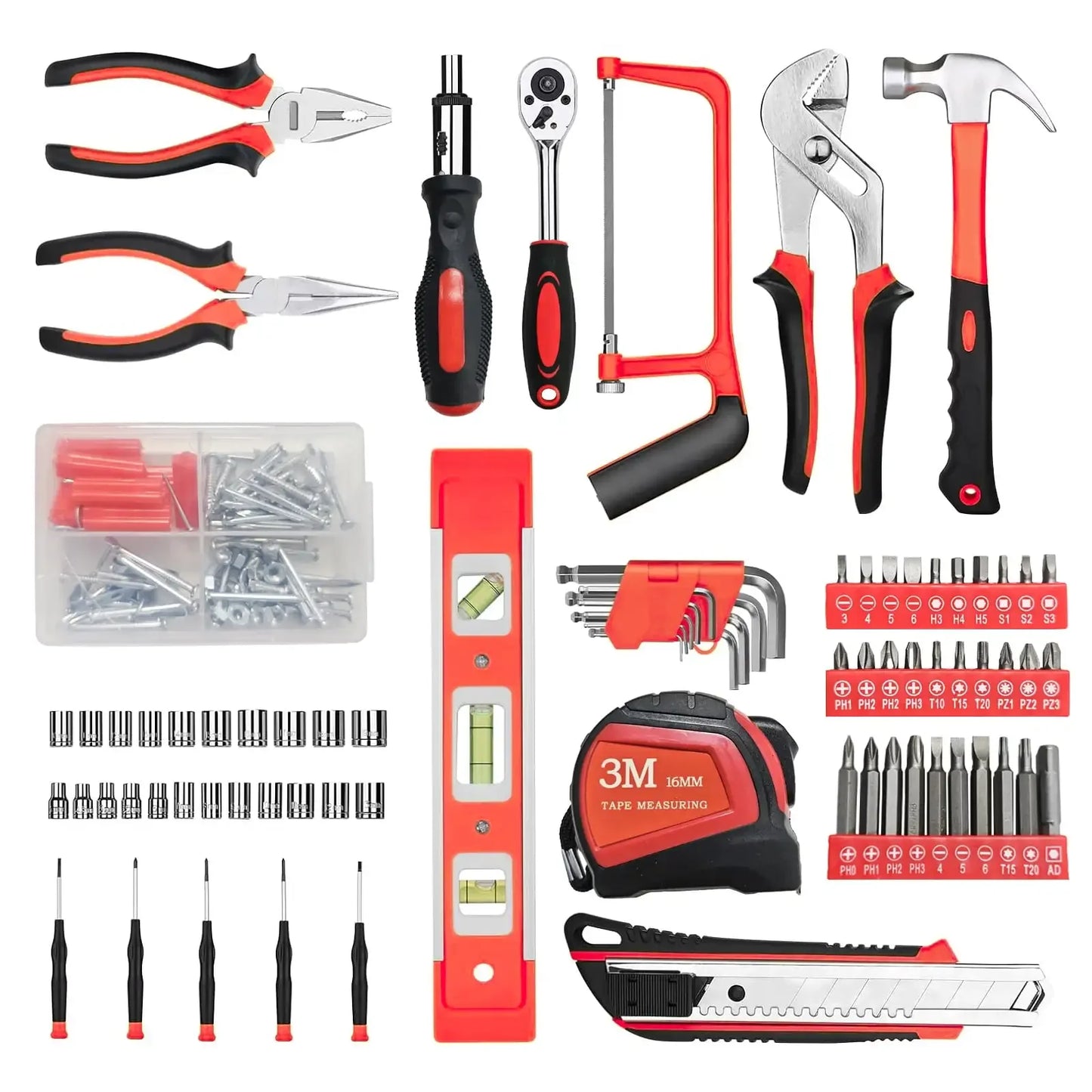 DIY Supplies 198 Piece Home Tool Set Multi Function Kit
