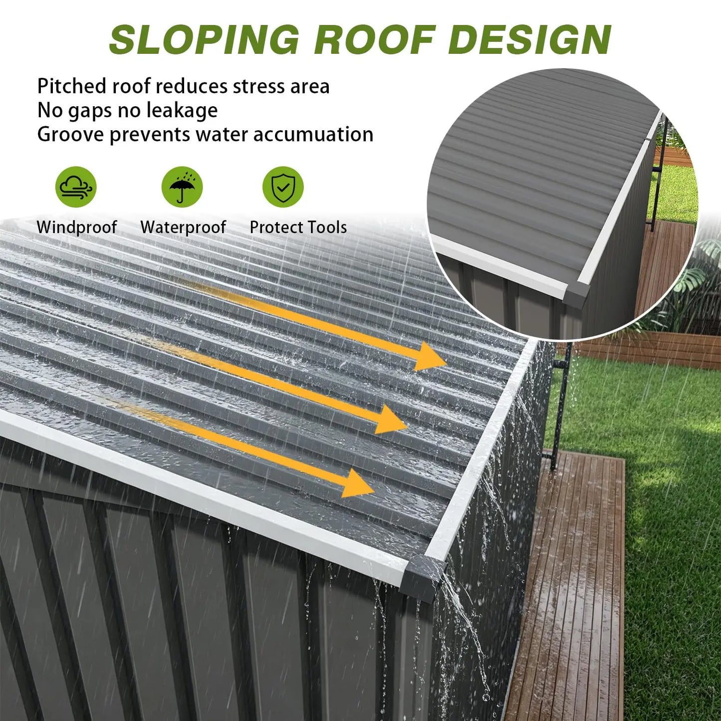 Outdoor Storage Shed Gazebo Combo Lean To Metal Tool Shed