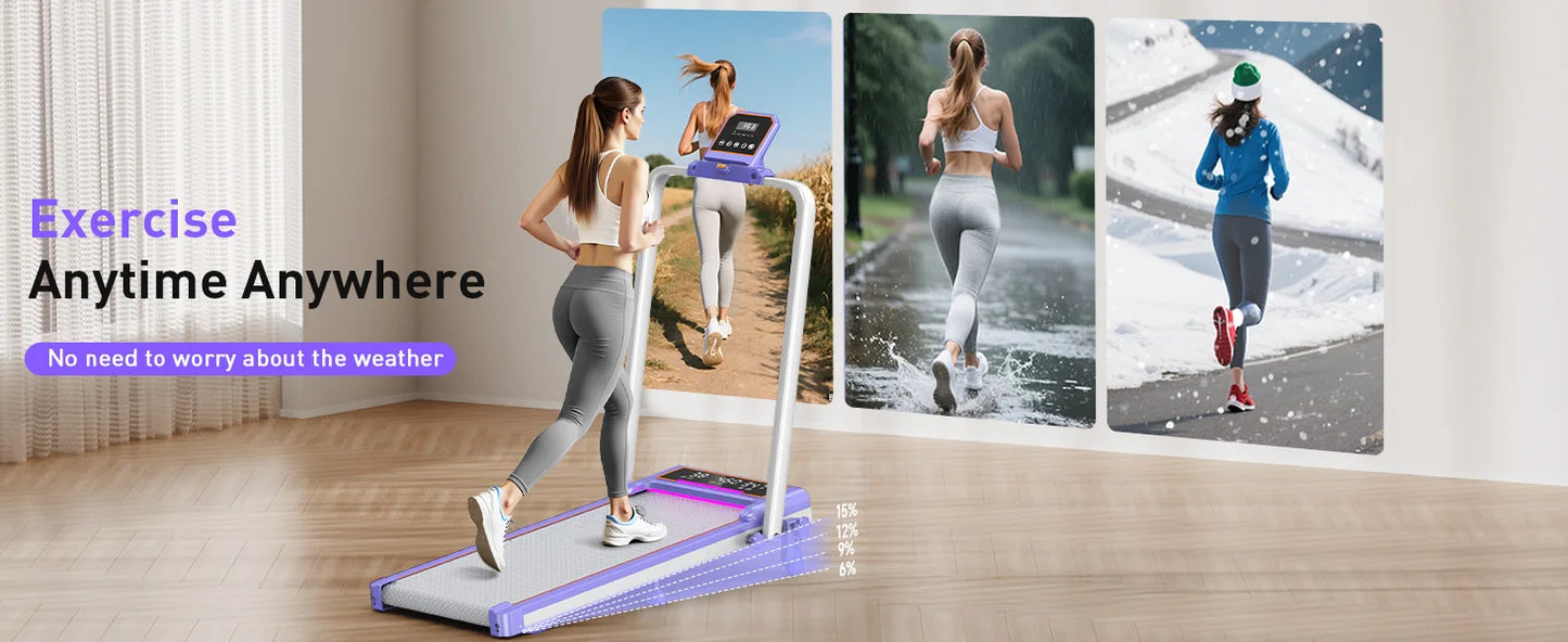 Folding Treadmill With Incline And RGB Lights Dual Screen