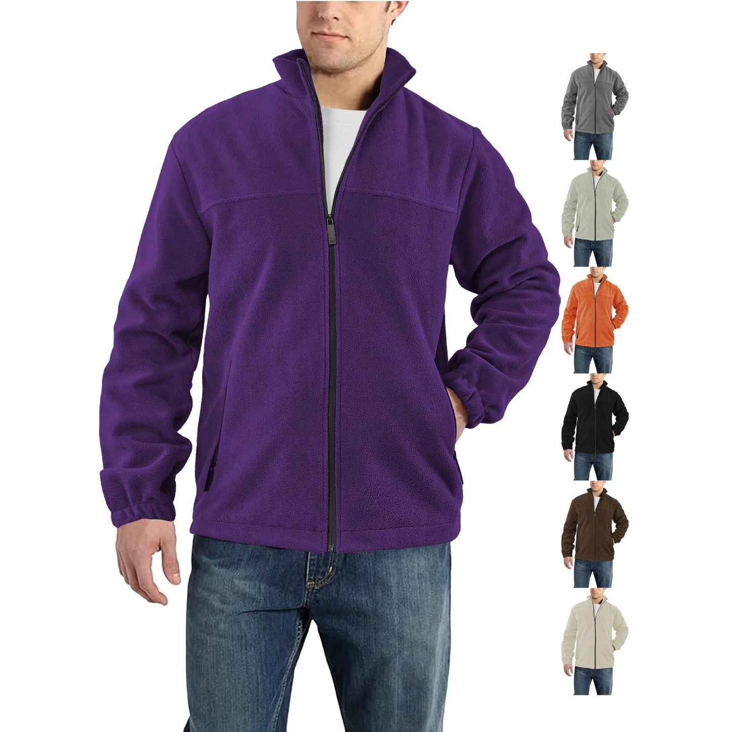 Zhejiang Fleece Jacket For Men Outdoor Zip Stand Collar